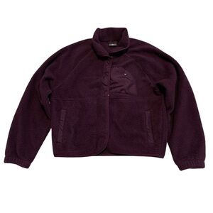 💜 Athletic Works Burgundy Sherpa Snap-Front Jacket - Fleece - Size M - Outdoor